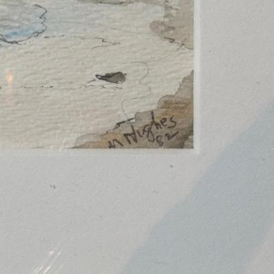 LOT 213: Landscape Watercolor Painting of Photo, Signed Huges 82, Photo Included