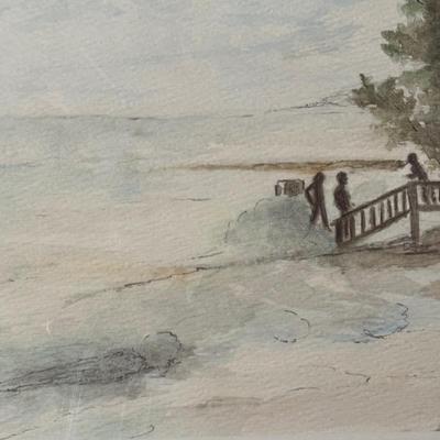 LOT 213: Landscape Watercolor Painting of Photo, Signed Huges 82, Photo Included