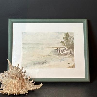 LOT 213: Landscape Watercolor Painting of Photo, Signed Huges 82, Photo Included