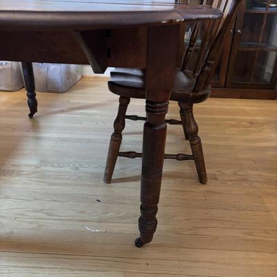 LOT 501: Antique Drop Leaf Table w/4 Extensions in Crate, Center Support Leg and Two S. Bent & Bros Colonial Chairs