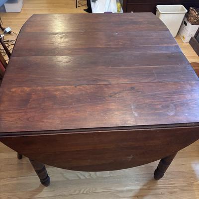 LOT 501: Antique Drop Leaf Table w/4 Extensions in Crate, Center Support Leg and Two S. Bent & Bros Colonial Chairs