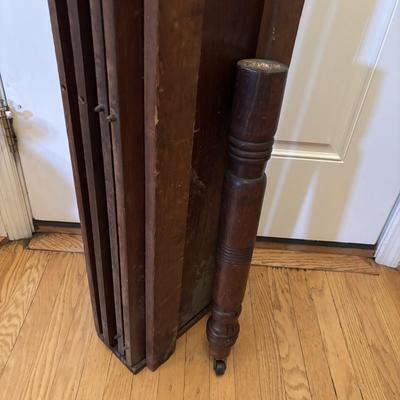 LOT 501: Antique Drop Leaf Table w/4 Extensions in Crate, Center Support Leg and Two S. Bent & Bros Colonial Chairs