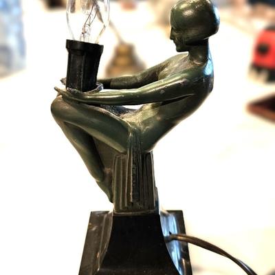 Rare Max Le Verrier French Art Deco Bronze Night Lamp, 6 1/2 H