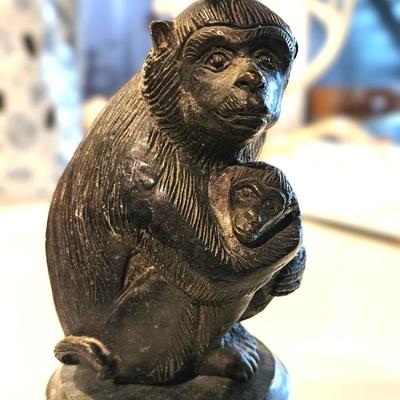 Rare Mid Century Monkey Form Bronze Candlestick Holder, 8H