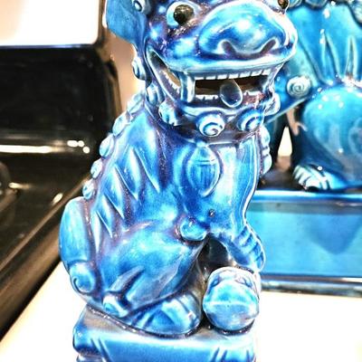 10 Piece Vintage Chinese Glazed Turquoise FOO DOG Lot, Various Sizes, No Pairs, 5H to 10H