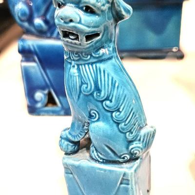10 Piece Vintage Chinese Glazed Turquoise FOO DOG Lot, Various Sizes, No Pairs, 5H to 10H
