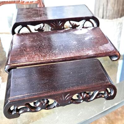 16 Piece Carved Wood Display Stand Lot