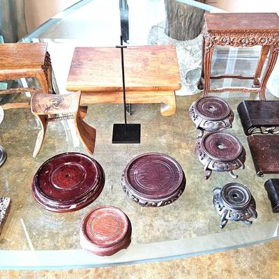 16 Piece Carved Wood Display Stand Lot