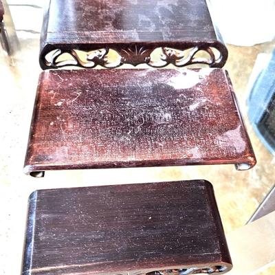 16 Piece Carved Wood Display Stand Lot
