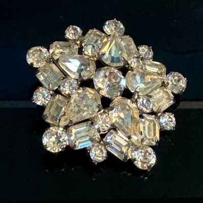 WEISS Clear Rhinestone Brooch