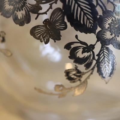 Vintage Glass Pitcher with Silver Detail