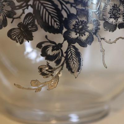 Vintage Glass Pitcher with Silver Detail
