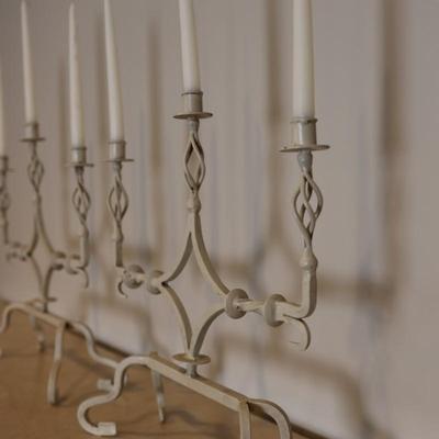 Pair of Wrought Iron 3-Arm Candelabras