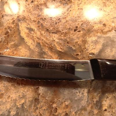 CUTCO STEAK KNIVES, FAUX FRUIT IN A GLASS BOWL AND MORE