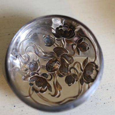 Sterling Glass Dresser Jar and Mirror