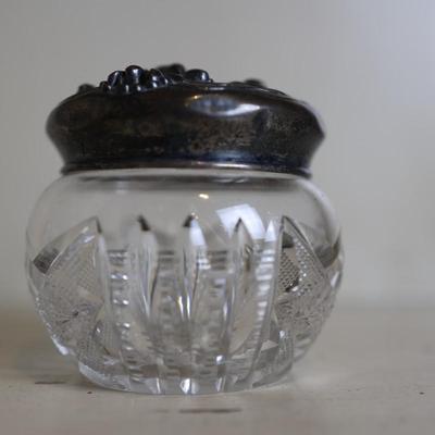 Sterling Glass Dresser Jar and Mirror