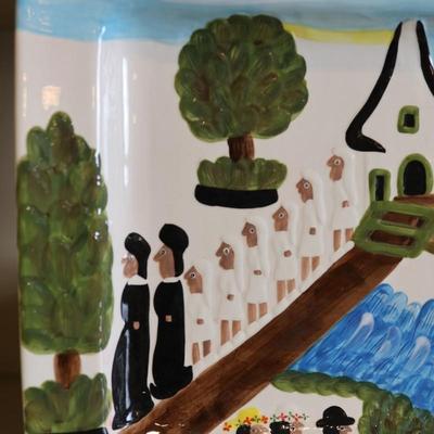 Clementine Hunter's "Baptism on the Cane River" Painted Platter