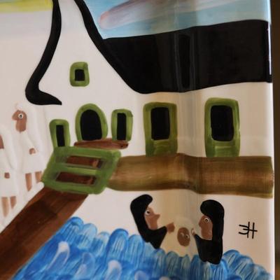 Clementine Hunter's "Baptism on the Cane River" Painted Platter