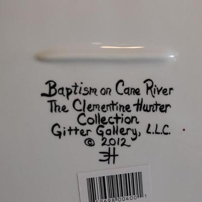 Clementine Hunter's "Baptism on the Cane River" Painted Platter