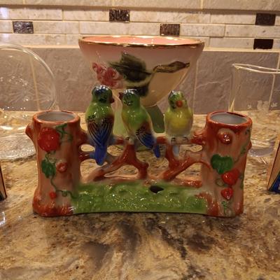 PORCELAIN COMPOTE, JAPANESE BIRD VASE, SHAKERS AND MORE