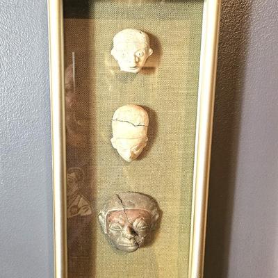 Framed Set of 3 Tribal Style Heads, 15 x 7