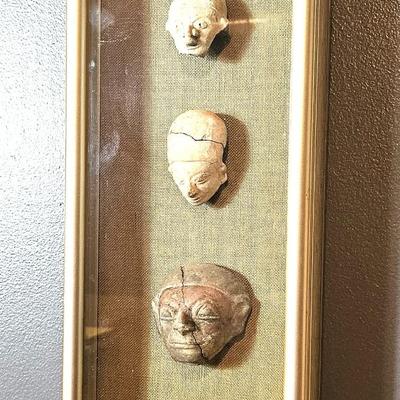 Framed Set of 3 Tribal Style Heads, 15 x 7