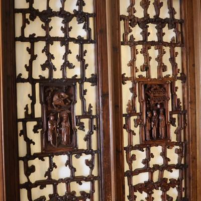 Pair of Hand-Carved Balinese Wood Doors