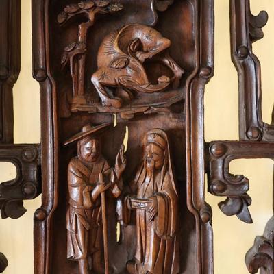 Pair of Hand-Carved Balinese Wood Doors