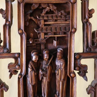 Pair of Hand-Carved Balinese Wood Doors