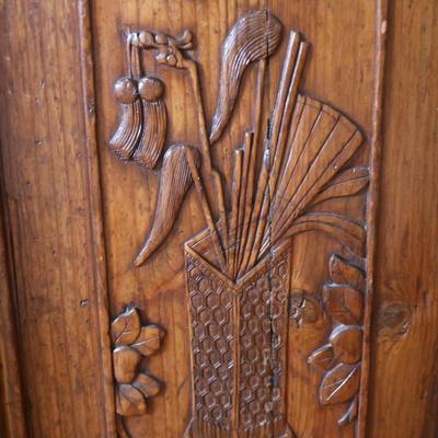 Pair of Hand-Carved Balinese Wood Doors