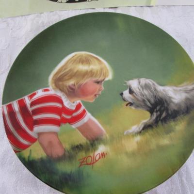 Sale Photo Thumbnail #226: "Making Friends" 7-1/2" in diameter, "Tommy the Clown" 9-3/8" in diameter, both have certificates