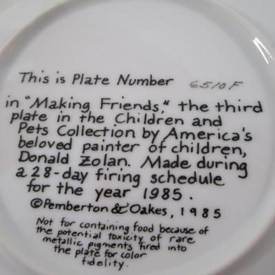 Sale Photo Thumbnail #227: "Making Friends" 7-1/2" in diameter, "Tommy the Clown" 9-3/8" in diameter, both have certificates