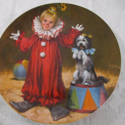 Sale Photo Thumbnail #223: "Making Friends" 7-1/2" in diameter, "Tommy the Clown" 9-3/8" in diameter, both have certificates