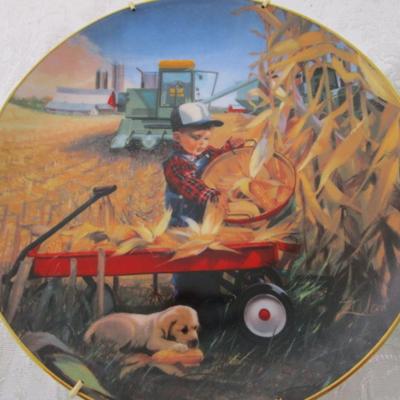 Sale Photo Thumbnail #245: "Pitching In", "Bumper Crop", both 8-1/4" in diameter