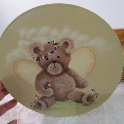 Sale Photo Thumbnail #301: Bear box with lit is 7-3/8" across x 3" tall, Patriotic is 6-1/2" tall x 6-1/8" square