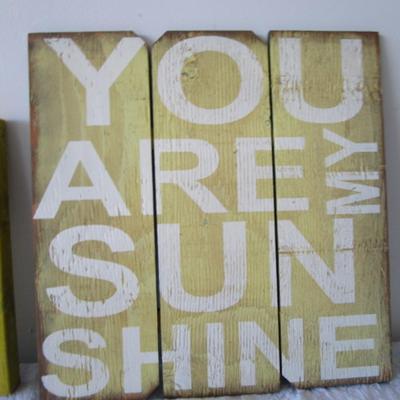 Sale Photo Thumbnail #408: 1 is picture on canvas 12" square, one is a wood wall hanging 15-7/8" tall x 15-1/2" wide