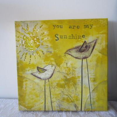 Sale Photo Thumbnail #407: 1 is picture on canvas 12" square, one is a wood wall hanging 15-7/8" tall x 15-1/2" wide