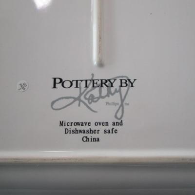 Sale Photo Thumbnail #505: Platter is 13" square, serving dish has an etched scene & is oval 11-3/8" x 7"