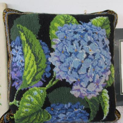 Sale Photo Thumbnail #629: 1 wall hanging is 15-3/4" x 13-1/4", 1 wall hanging is 8" x 10" pillow is 13" x 13"