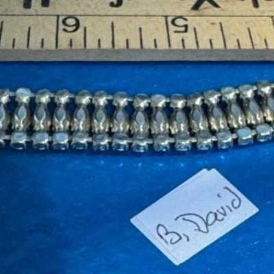 B. DAVID signed rhinestone bracelet,