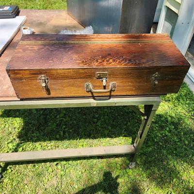 Vintage Wood Wooden Tool Box 32x12x7