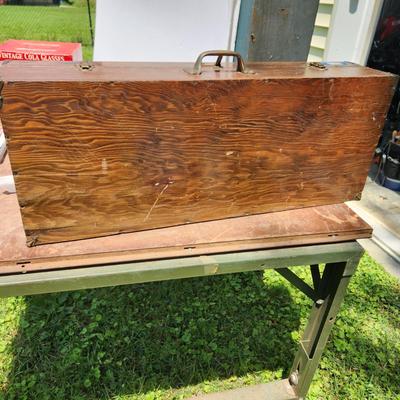 Vintage Wood Wooden Tool Box 32x12x7