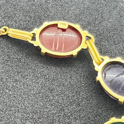 LOT 11: 14K Yellow Gold Scarab Bracelet - 18.5 GTW