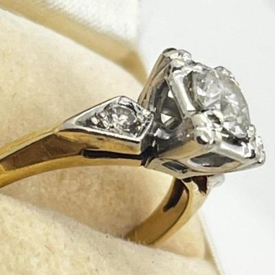 LOT 75: GORGEOUS Vintage Art Deco 14K Yellow & White Gold Genuine Earth Mined Old Mine Cut Diamond Engagement Ring - 2.95 GTW - Size...