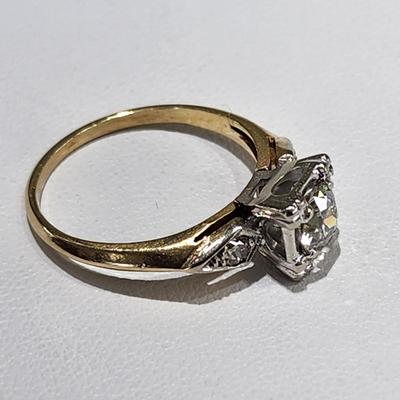 LOT 75: GORGEOUS Vintage Art Deco 14K Yellow & White Gold Genuine Earth Mined Old Mine Cut Diamond Engagement Ring - 2.95 GTW - Size...