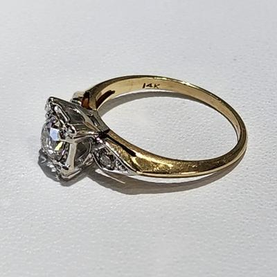 LOT 75: GORGEOUS Vintage Art Deco 14K Yellow & White Gold Genuine Earth Mined Old Mine Cut Diamond Engagement Ring - 2.95 GTW - Size...