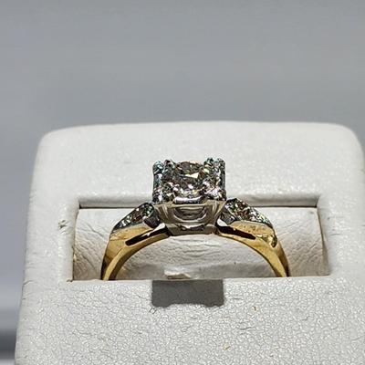 LOT 75: GORGEOUS Vintage Art Deco 14K Yellow & White Gold Genuine Earth Mined Old Mine Cut Diamond Engagement Ring - 2.95 GTW - Size...