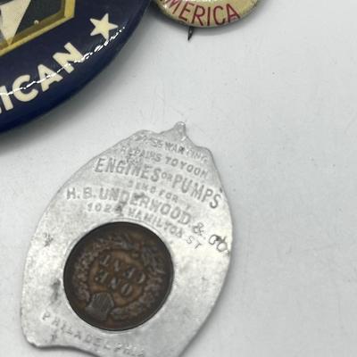 LOT 80: Vintage Odds and Ends: Political Button, Fish Hook Cufflinks, Lead Pencil and More!