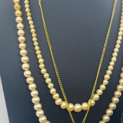 LOT 82: Marvella Simulated Pearl Necklace, Screw Back Pearl Earrings, Bracelet, Pin and More!