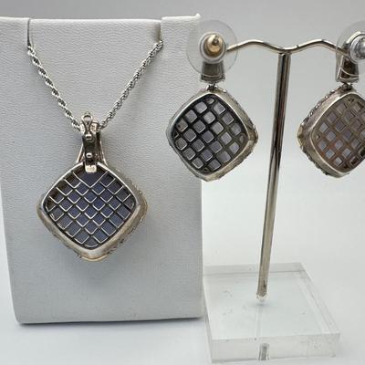 Sterling Jewelry - Blue Lace Agate Necklace and Earrings